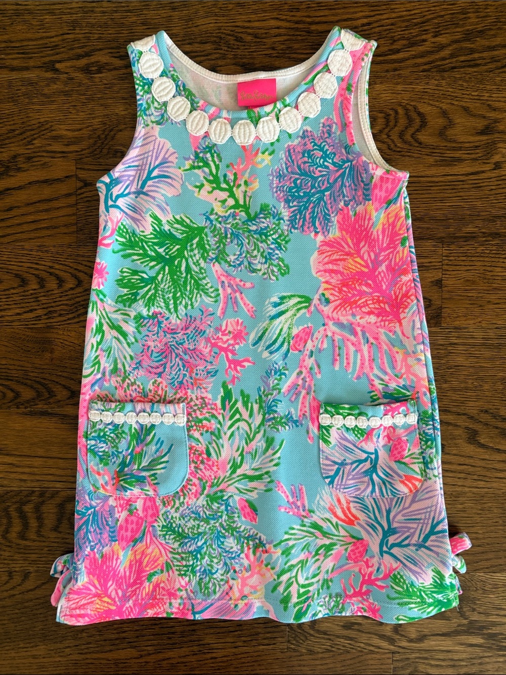 Lilly Pulitzer Girls' Coral Reef Shift Dress - Turquoise Pink Green